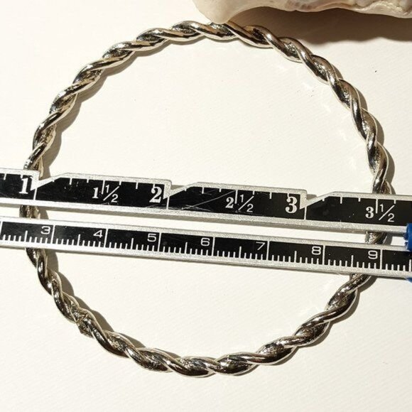 Silvertone-Bangle-Set-3-Lot-Textured-Braclet - Picture 2 of 3